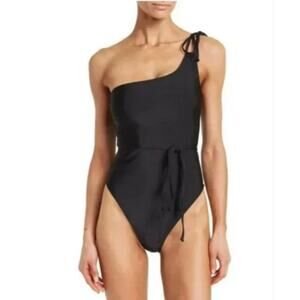 Good American One-Shoulder Black Swimsuit NWT Size 4 (Fits 14)